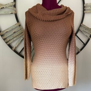 Reba Gradient Brown Cowl Neck Sweater